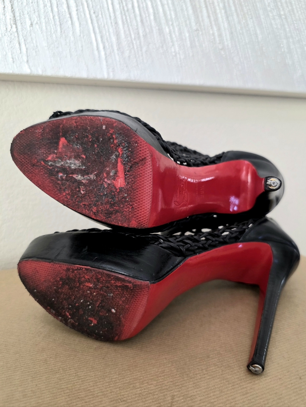 Christian Louboutin Black Leather Caged Ankle Booties Heels EU 38.5 / Fits US 8 - Picture 14 of 14